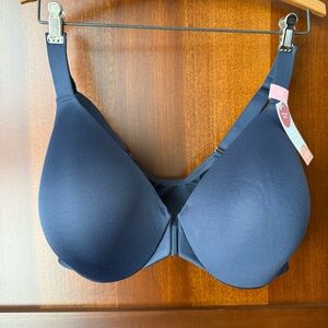 Cacique Navy Lightly Lined Full Coverage Front Close Bra Size 34F